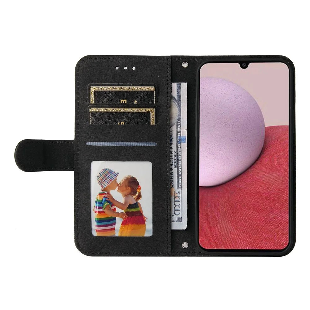 For Samsung Galaxy A14 5G / A14 4G Leather Wallet Cases Skin Touch Phone Cover Stand with Strap - Black - 2