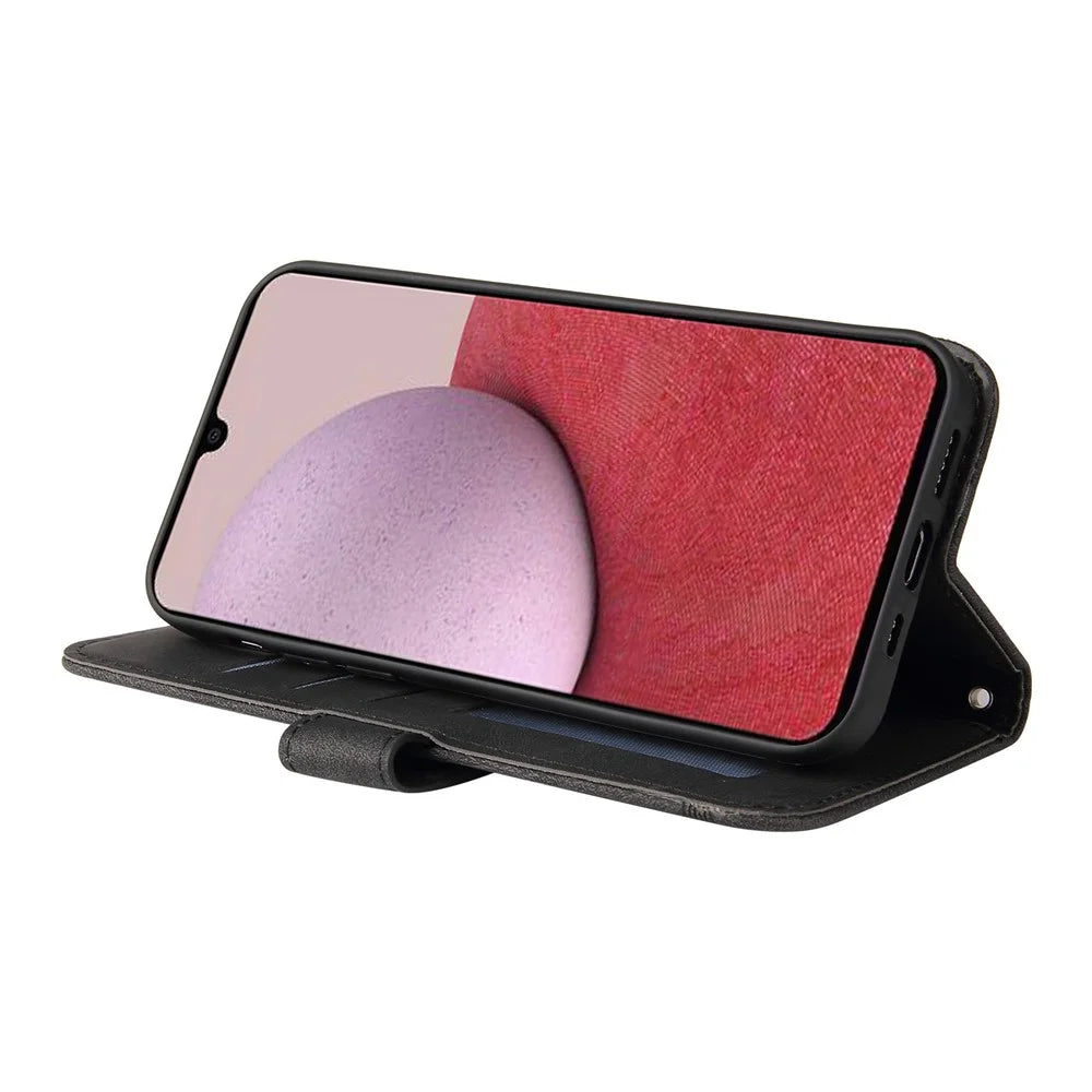 For Samsung Galaxy A14 5G / A14 4G Leather Wallet Cases Skin Touch Phone Cover Stand with Strap - Black - 3