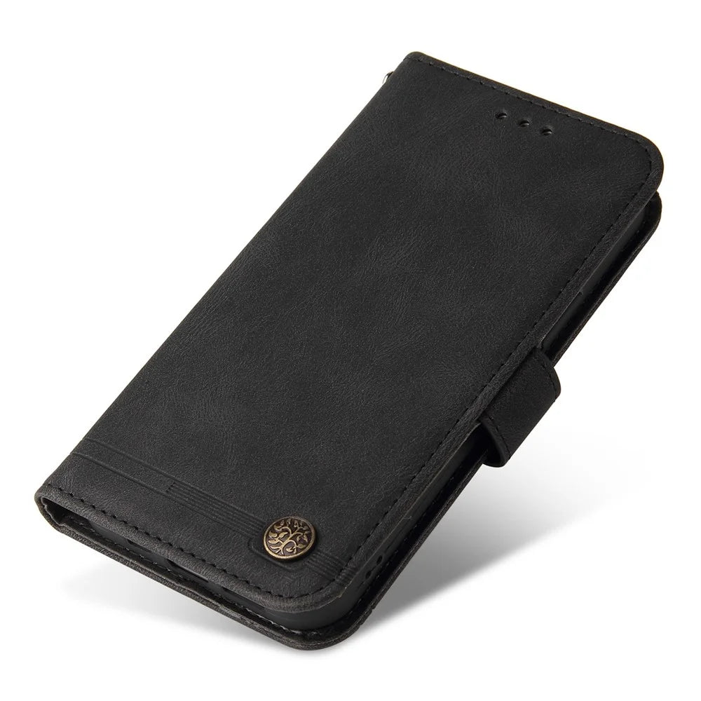 For Samsung Galaxy A14 5G / A14 4G Leather Wallet Cases Skin Touch Phone Cover Stand with Strap - Black - 6