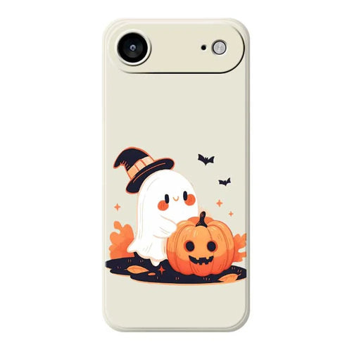 For iPhone Air Case Halloween Ghost Pumpkin Pattern Printing Straight Edge TPU Phone Back Cover - Beige - 1