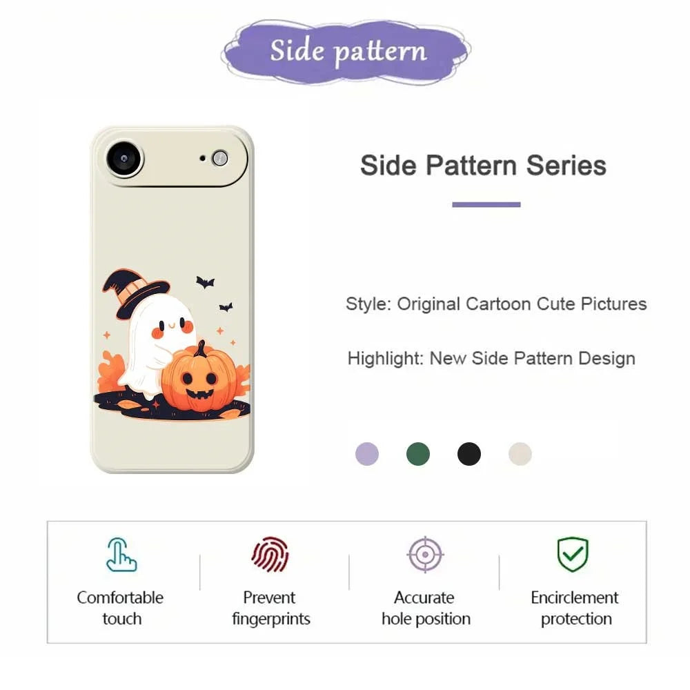 For iPhone Air Case Halloween Ghost Pumpkin Pattern Printing Straight Edge TPU Phone Back Cover - Beige - 2