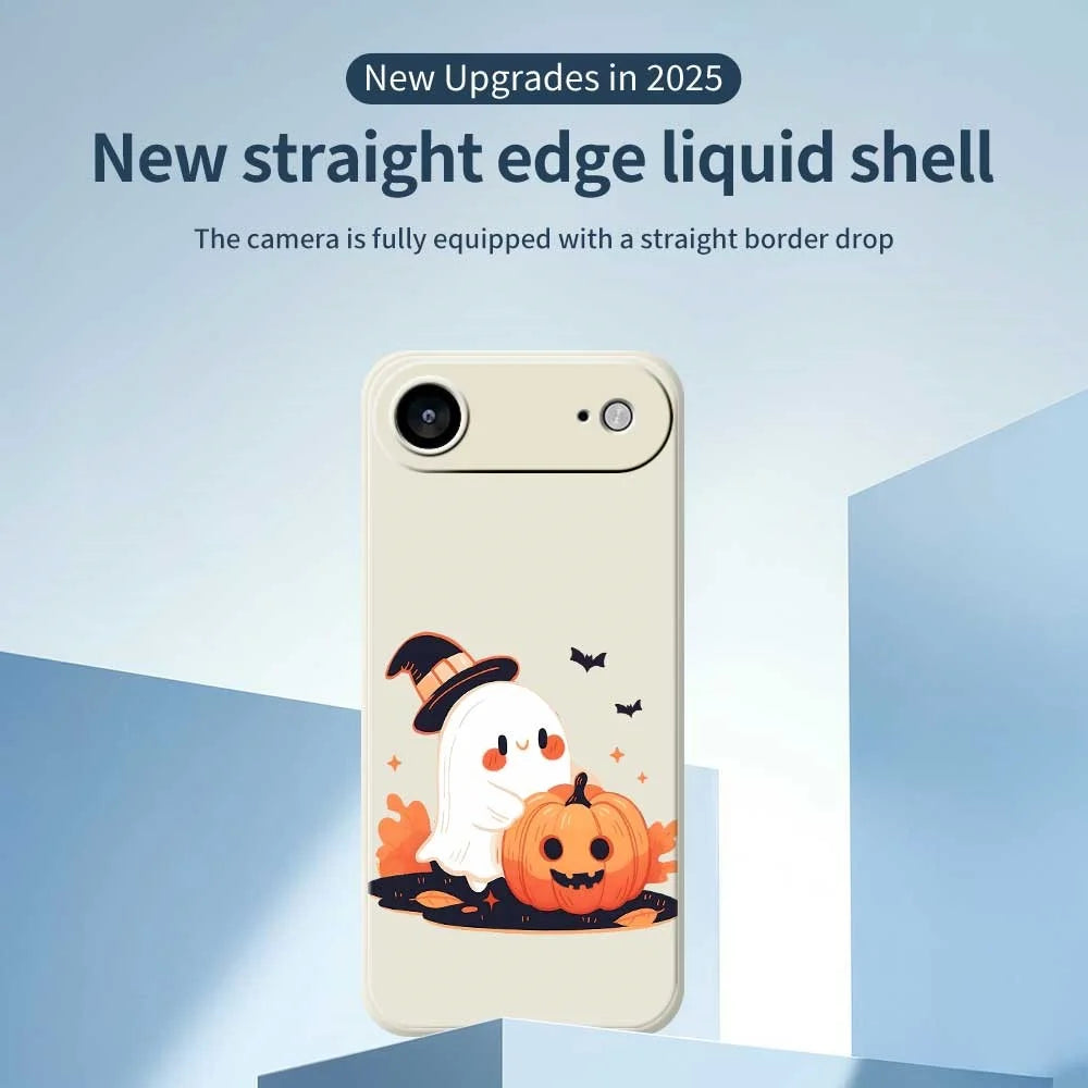 For iPhone Air Case Halloween Ghost Pumpkin Pattern Printing Straight Edge TPU Phone Back Cover - Beige - 3