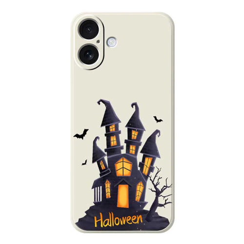 For iPhone 17 Case Halloween Castle Pattern Printing Straight Edge TPU Phone Back Cover - Beige - 1