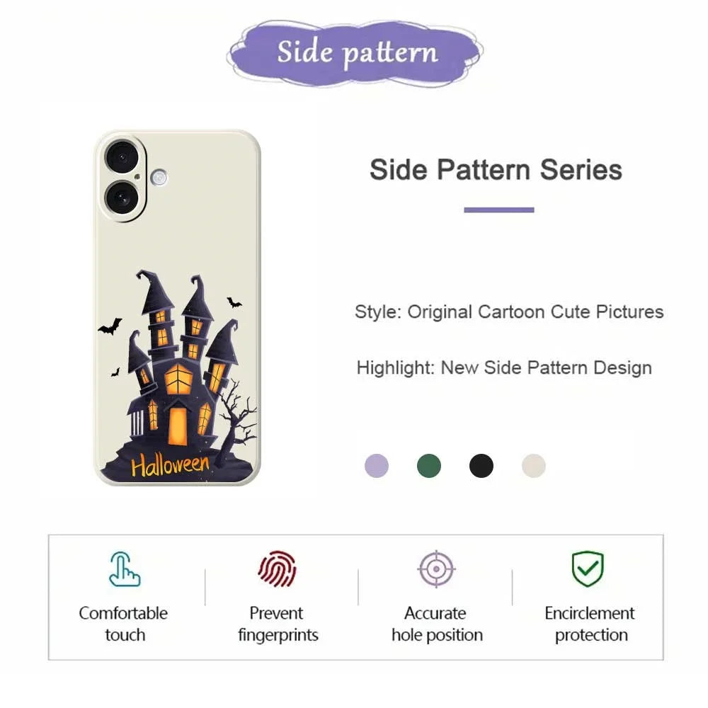 For iPhone 17 Case Halloween Castle Pattern Printing Straight Edge TPU Phone Back Cover - Beige - 2