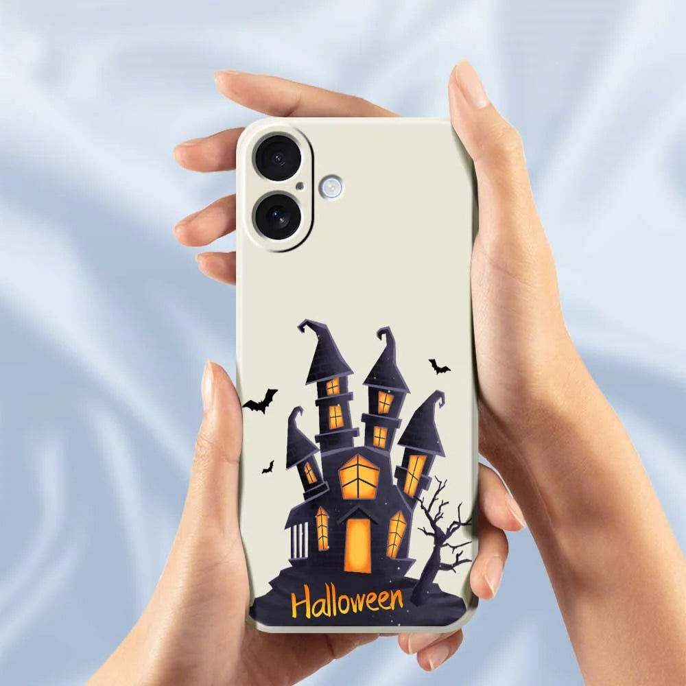 For iPhone 17 Case Halloween Castle Pattern Printing Straight Edge TPU Phone Back Cover - Beige - 6