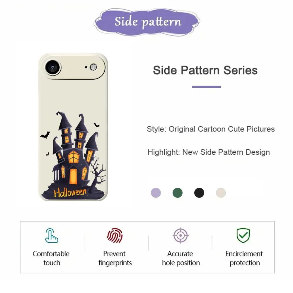 For iPhone Air Case Halloween Castle Pattern Printing Straight Edge TPU Phone Back Cover - Beige - 2