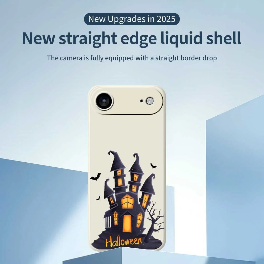 For iPhone Air Case Halloween Castle Pattern Printing Straight Edge TPU Phone Back Cover - Beige - 3