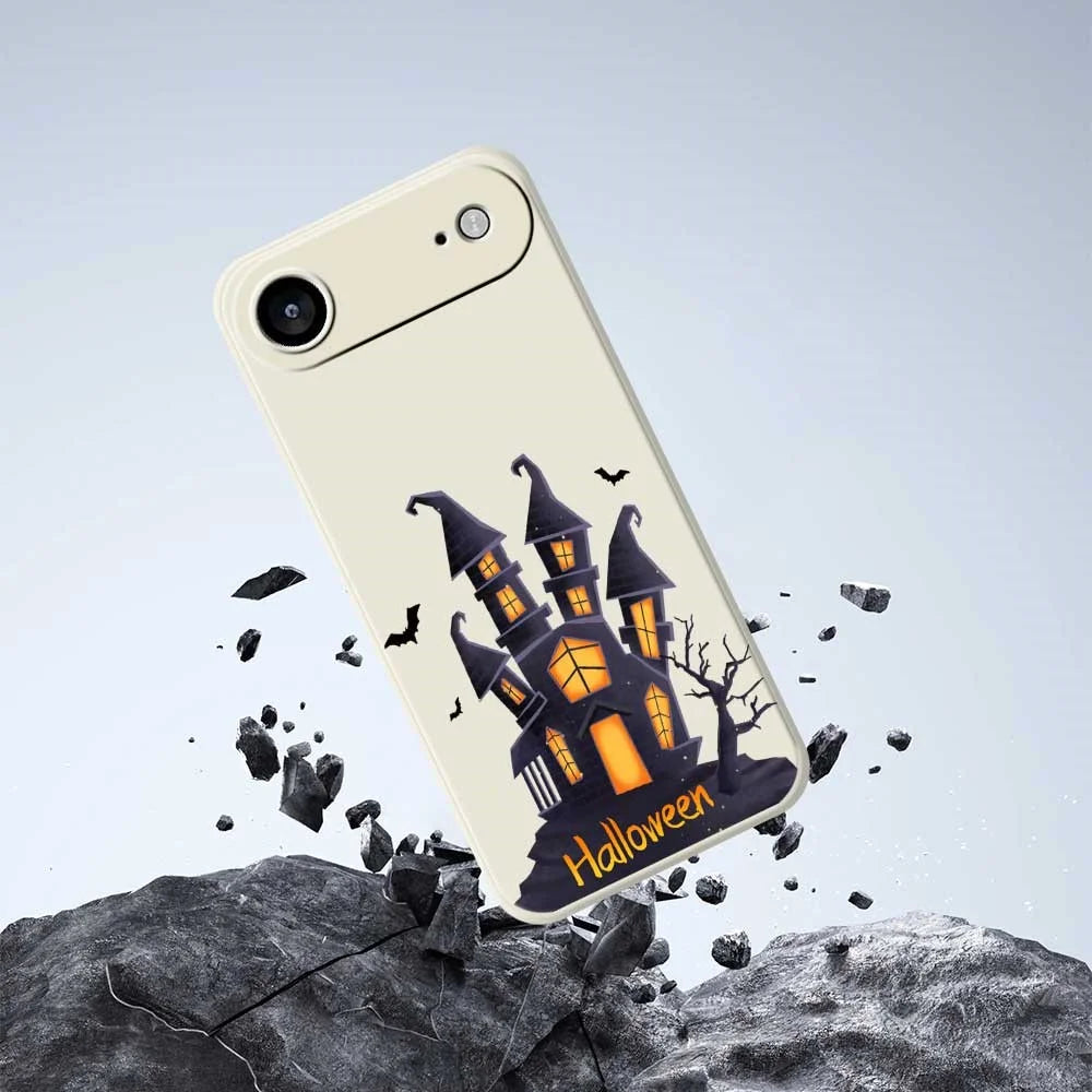 For iPhone Air Case Halloween Castle Pattern Printing Straight Edge TPU Phone Back Cover - Beige - 7