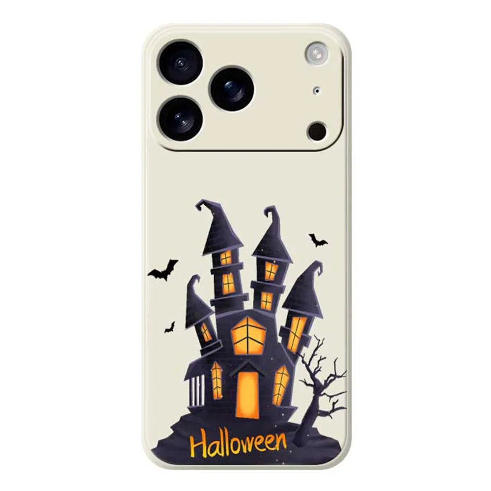 For iPhone 18 Pro / 17 Pro Case Halloween Castle Pattern Printing Straight Edge TPU Phone Back Cover - Beige - 1