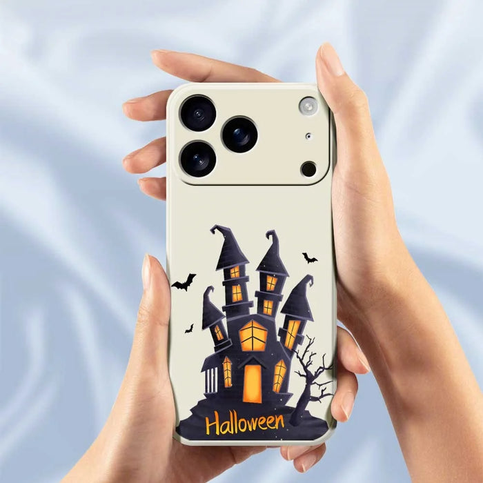 For iPhone 18 Pro / 17 Pro Case Halloween Castle Pattern Printing Straight Edge TPU Phone Back Cover - Beige - 6