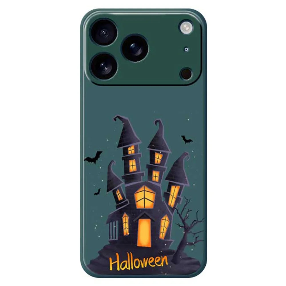 For iPhone 18 Pro Max / 17 Pro Max Case Halloween Castle Pattern Printing Straight Edge TPU Phone Back Cover - Green - 1