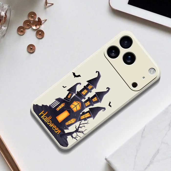 For iPhone 18 Pro Max / 17 Pro Max Case Halloween Castle Pattern Printing Straight Edge TPU Phone Back Cover - Green - 6