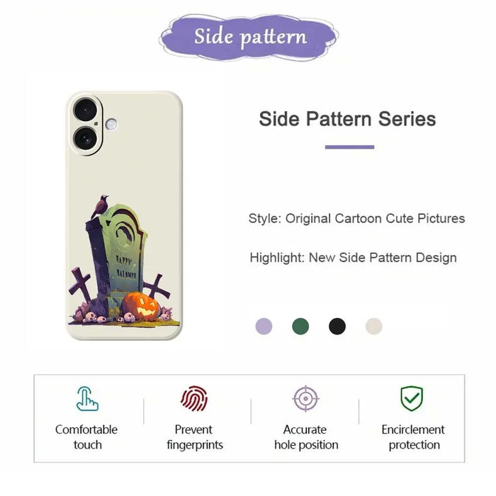 For iPhone 17 Case Halloween Tombstone Pattern Printing Straight Edge TPU Phone Back Cover - Beige - 2