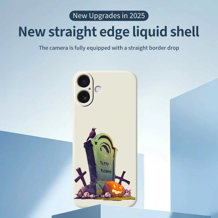 For iPhone 17 Case Halloween Tombstone Pattern Printing Straight Edge TPU Phone Back Cover - Beige - 3