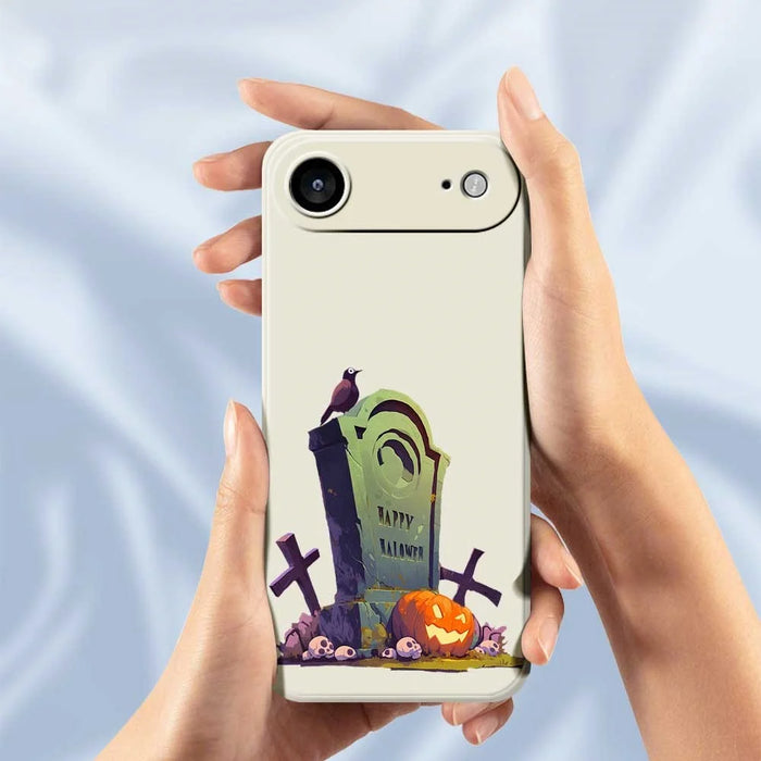 For iPhone Air Case Halloween Tombstone Pattern Printing Straight Edge TPU Phone Back Cover - Beige - 6