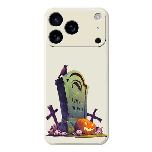 For iPhone 18 Pro / 17 Pro Case Halloween Tombstone Pattern Printing Straight Edge TPU Phone Back Cover - Beige - 1