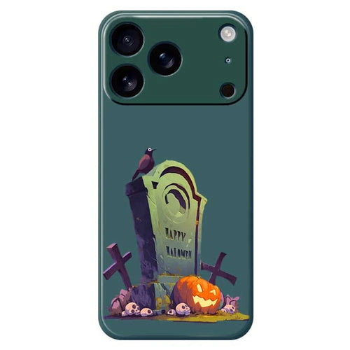 For iPhone 18 Pro Max / 17 Pro Max Case Halloween Tombstone Pattern Printing Straight Edge TPU Phone Back Cover - Green - 1