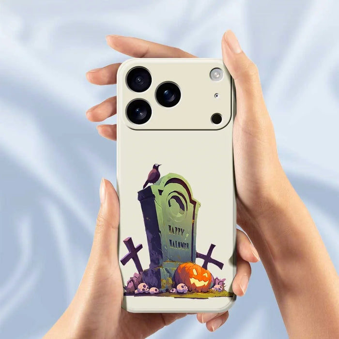For iPhone 18 Pro Max / 17 Pro Max Case Halloween Tombstone Pattern Printing Straight Edge TPU Phone Back Cover - Green - 4