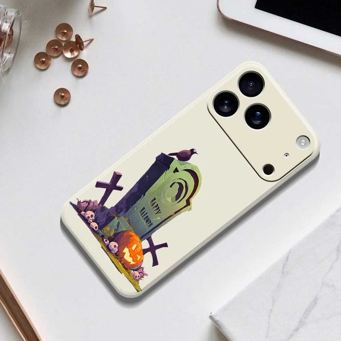 For iPhone 18 Pro Max / 17 Pro Max Case Halloween Tombstone Pattern Printing Straight Edge TPU Phone Back Cover - Green - 6