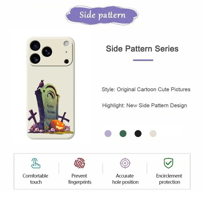 For iPhone 18 Pro Max / 17 Pro Max Case Halloween Tombstone Pattern Printing Straight Edge TPU Phone Back Cover - Green - 7