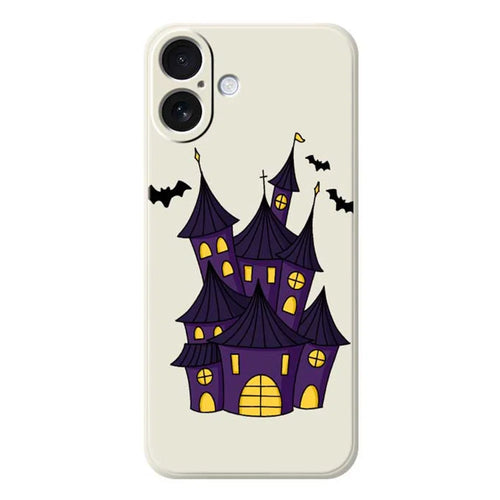 For iPhone 17 Case Bat Castle Pattern Printing Straight Edge TPU Phone Back Cover - Beige - 1