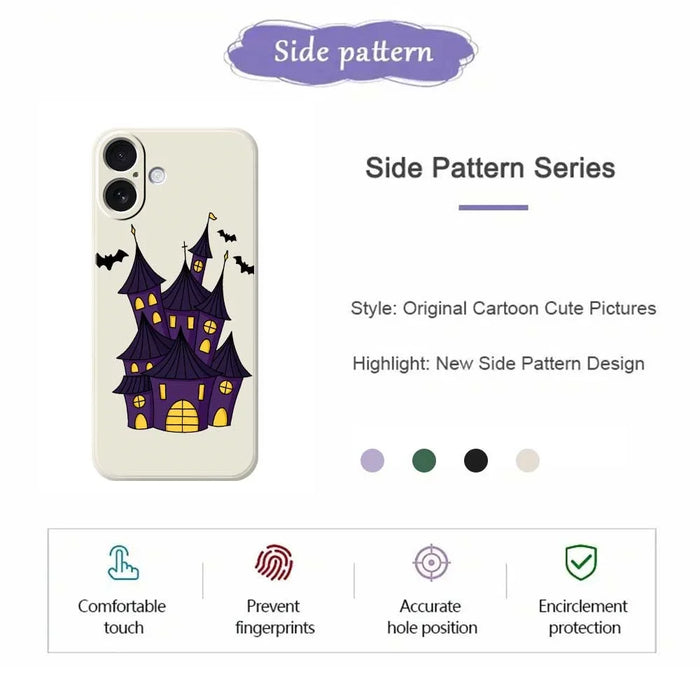 For iPhone 17 Case Bat Castle Pattern Printing Straight Edge TPU Phone Back Cover - Beige - 2
