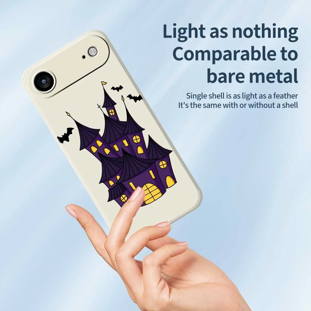 For iPhone Air Case Bat Castle Pattern Printing Straight Edge TPU Phone Back Cover - Beige - 4
