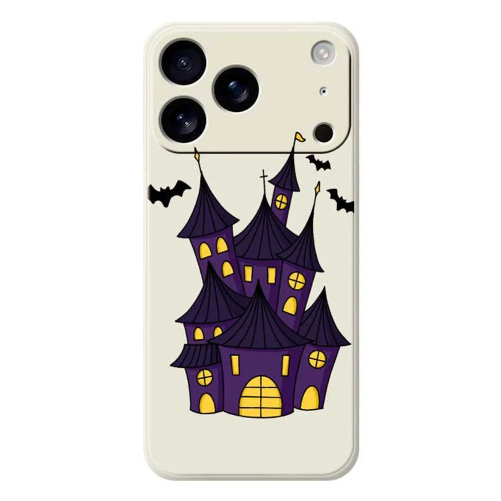 For iPhone 18 Pro / 17 Pro Case Bat Castle Pattern Printing Straight Edge TPU Phone Back Cover - Beige - 1