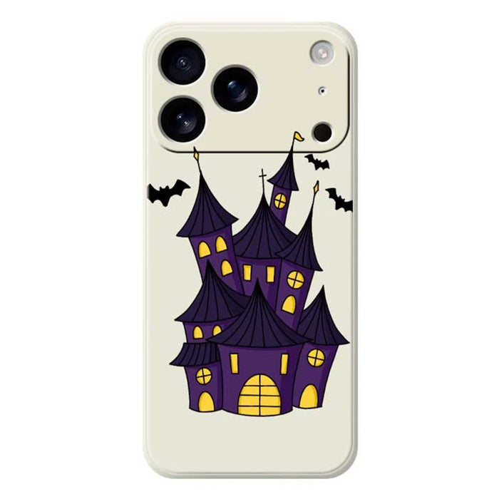 For iPhone 18 Pro / 17 Pro Case Bat Castle Pattern Printing Straight Edge TPU Phone Back Cover - Beige - 1