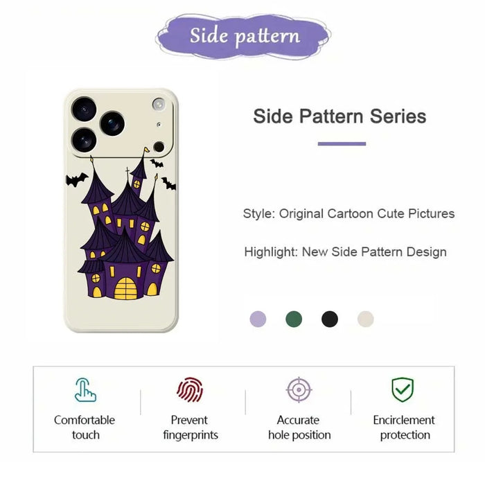 For iPhone 18 Pro / 17 Pro Case Bat Castle Pattern Printing Straight Edge TPU Phone Back Cover - Beige - 2