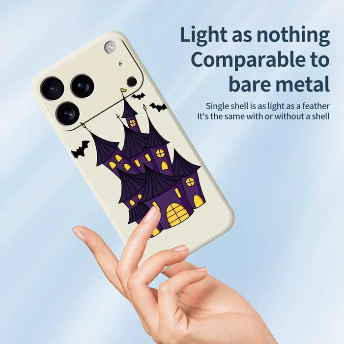 For iPhone 18 Pro / 17 Pro Case Bat Castle Pattern Printing Straight Edge TPU Phone Back Cover - Beige - 4