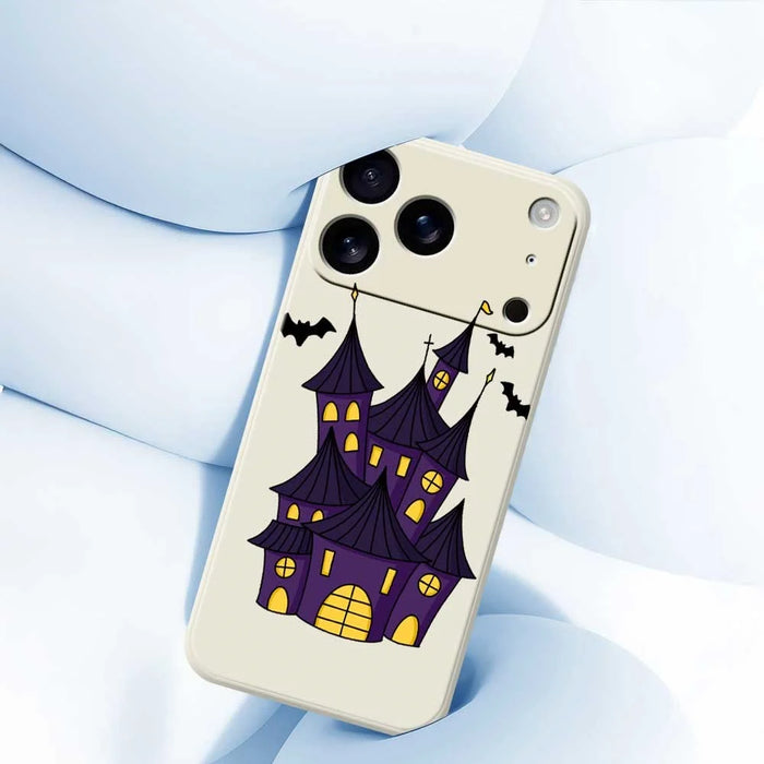 For iPhone 18 Pro / 17 Pro Case Bat Castle Pattern Printing Straight Edge TPU Phone Back Cover - Beige - 5