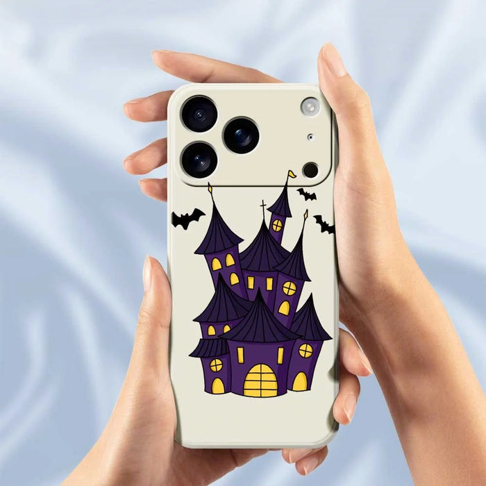 For iPhone 18 Pro / 17 Pro Case Bat Castle Pattern Printing Straight Edge TPU Phone Back Cover - Beige - 6