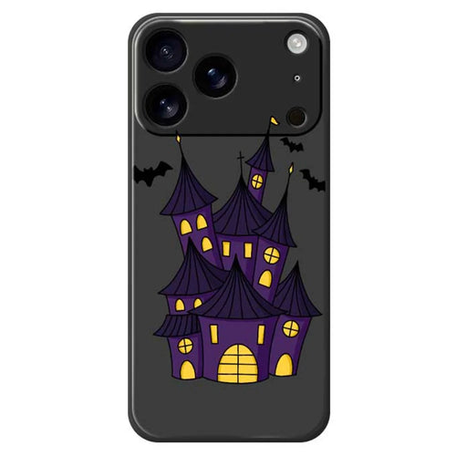 For iPhone 18 Pro Max / 17 Pro Max Case Bat Castle Pattern Printing Straight Edge TPU Phone Back Cover - Black - 1