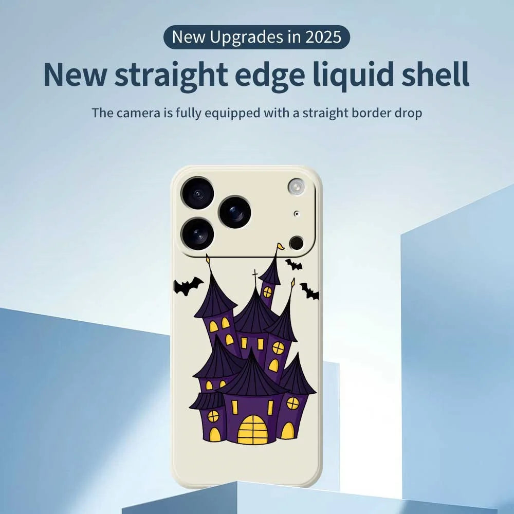 For iPhone 18 Pro Max / 17 Pro Max Case Bat Castle Pattern Printing Straight Edge TPU Phone Back Cover - Black - 2