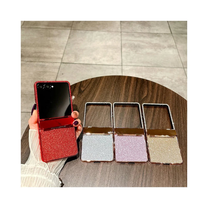 For Samsung Galaxy Z Flip7 5G Case Hinge Protection Rhinestone Glitter PC Phone Cover - Silver - 4