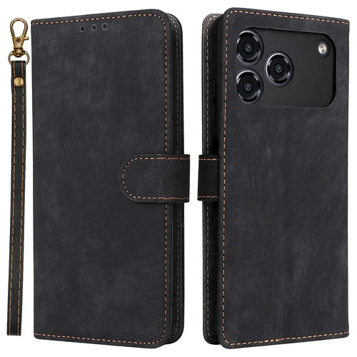 For ZTE Blade A76 5G Case Wallet RFID Blocking PU Leather Phone Cover Stand with Strap - Black - 1