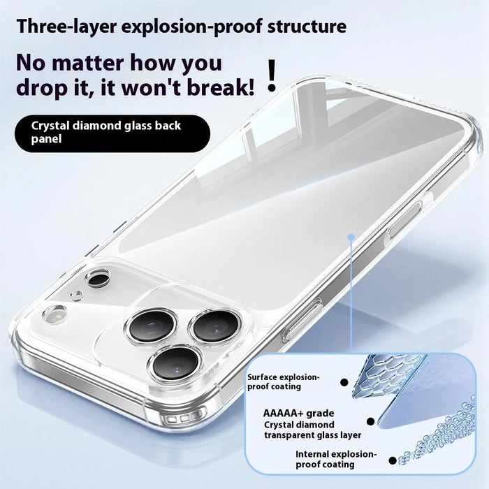 For iPhone 17 Pro Case Air Cushion TPU + Glass Back Shockproof Phone Cover - 3