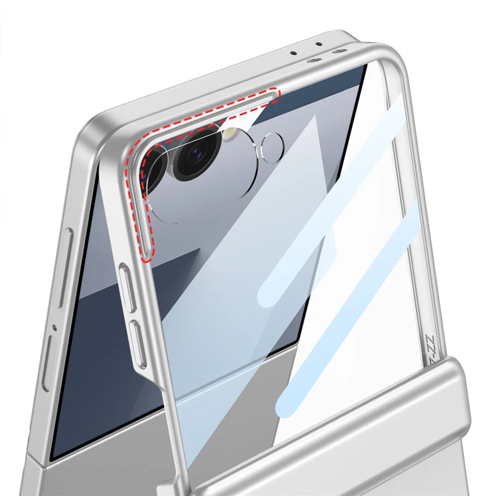 GKK For Samsung Galaxy Z Flip7 5G Magnetic Case Hinge Protection PC Tempered Glass Film Phone Cover - Titanium Grey - 6