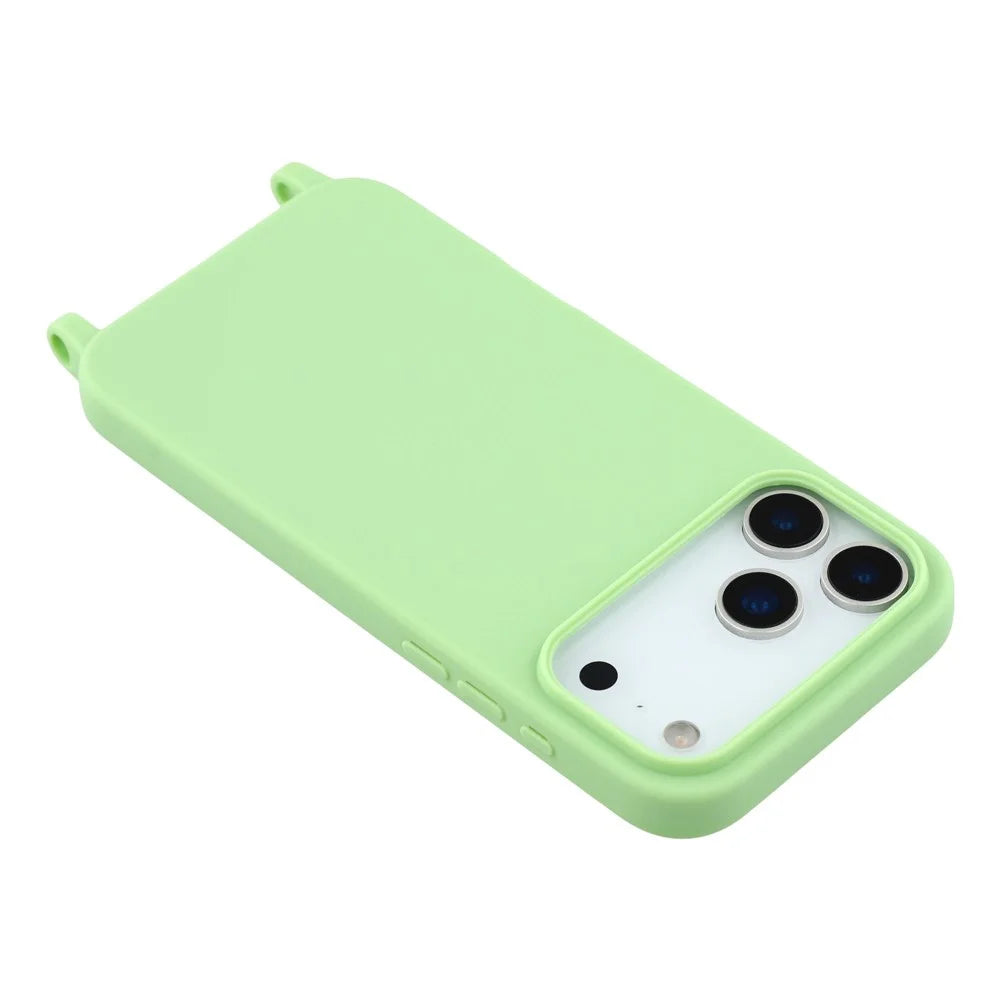 For iPhone 17 Pro Max Case Soft TPU Protective Phone Cover with Lanyard Holes - Green - 5
