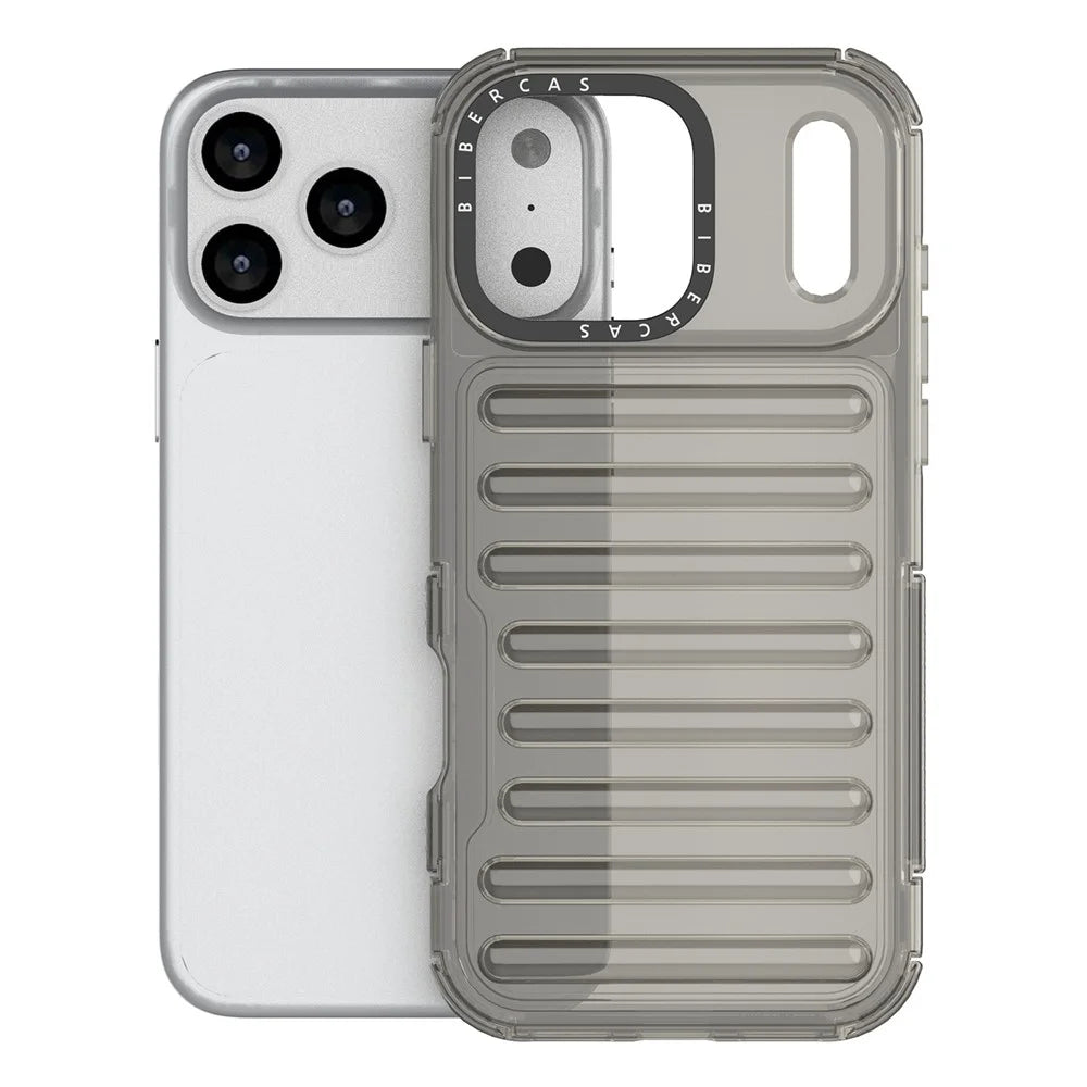 For iPhone 18 Pro Max / 17 Pro Max Case Stripe Design Anti-Slip Detachable TPU + PC Phone Cover - Grey - 2