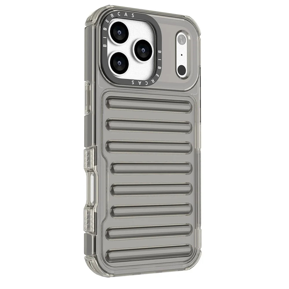 For iPhone 18 Pro Max / 17 Pro Max Case Stripe Design Anti-Slip Detachable TPU + PC Phone Cover - Grey - 3