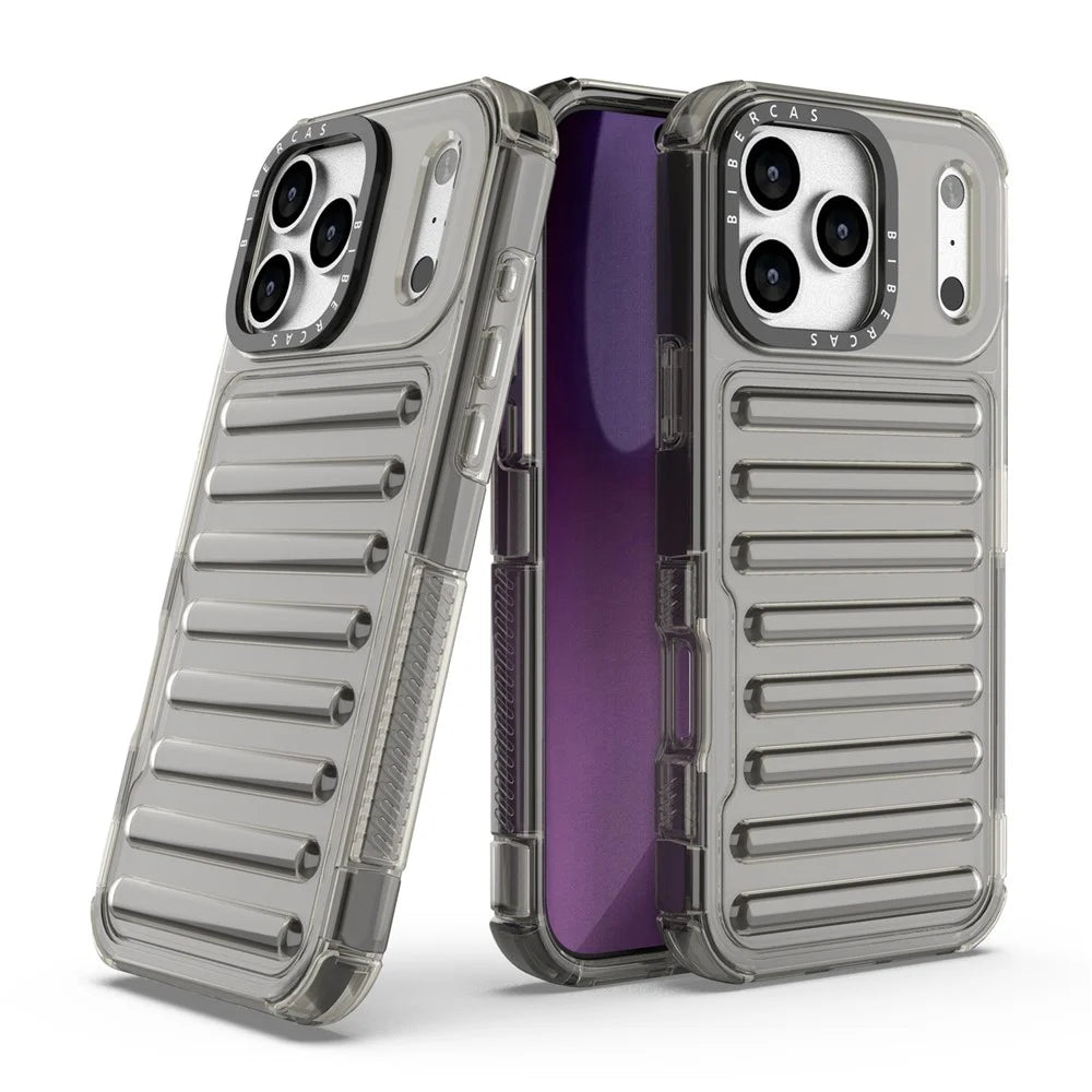 For iPhone 18 Pro Max / 17 Pro Max Case Stripe Design Anti-Slip Detachable TPU + PC Phone Cover - Grey - 4