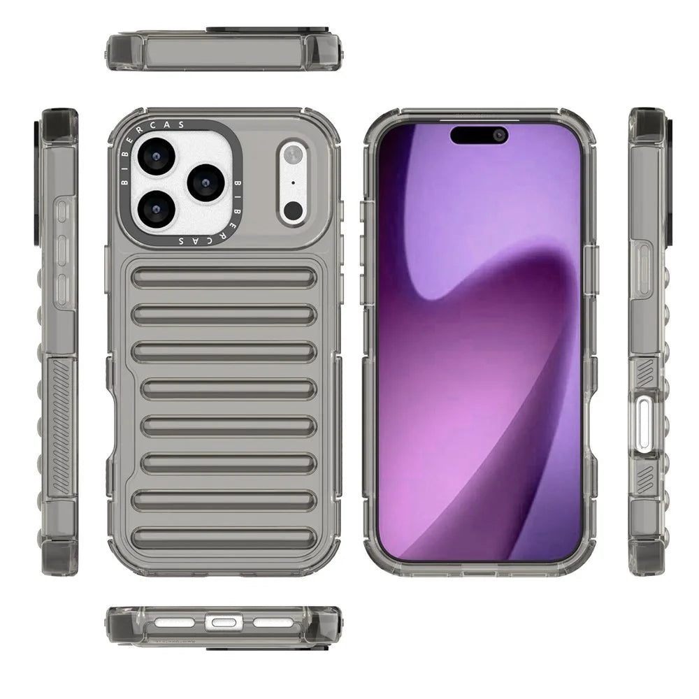 For iPhone 18 Pro Max / 17 Pro Max Case Stripe Design Anti-Slip Detachable TPU + PC Phone Cover - Grey - 5