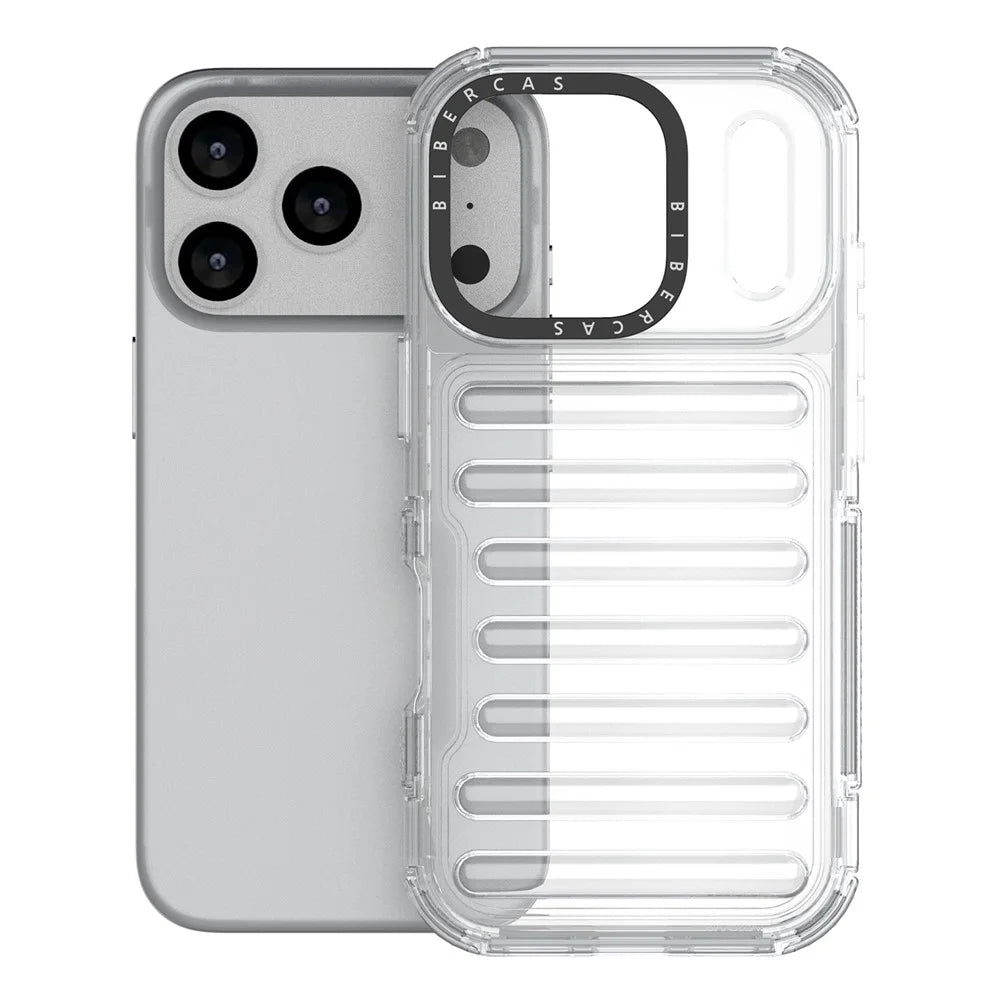 For iPhone 18 Pro / 17 Pro Case Stripe Design Anti-Slip Detachable TPU + PC Phone Cover - Transparent - 2