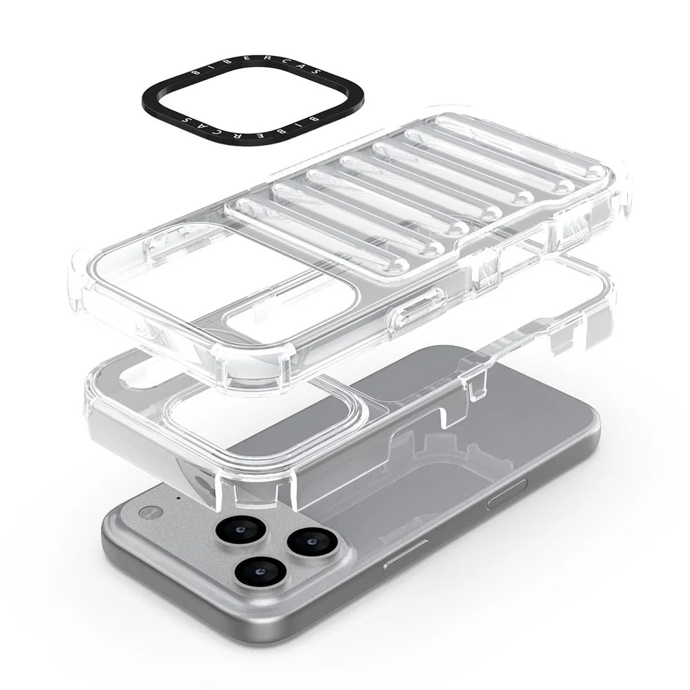 For iPhone 18 Pro / 17 Pro Case Stripe Design Anti-Slip Detachable TPU + PC Phone Cover - Transparent - 5