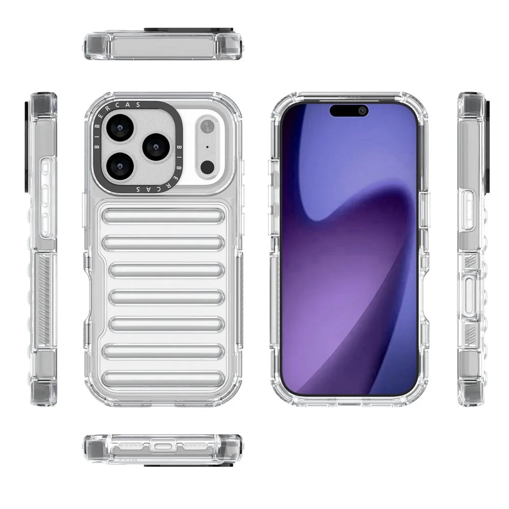 For iPhone 18 Pro / 17 Pro Case Stripe Design Anti-Slip Detachable TPU + PC Phone Cover - Transparent - 7