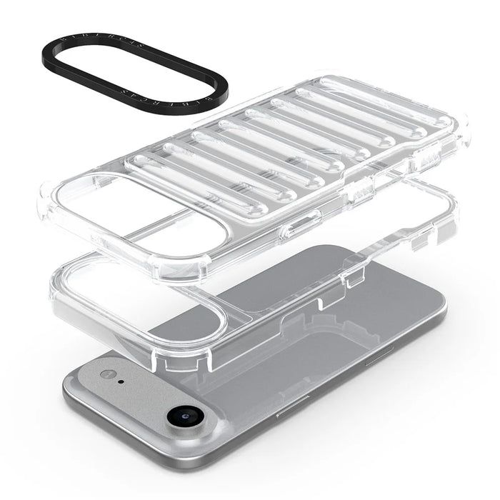 For iPhone Air Case Stripe Design Anti-Slip Detachable TPU + PC Phone Cover - Transparent - 4