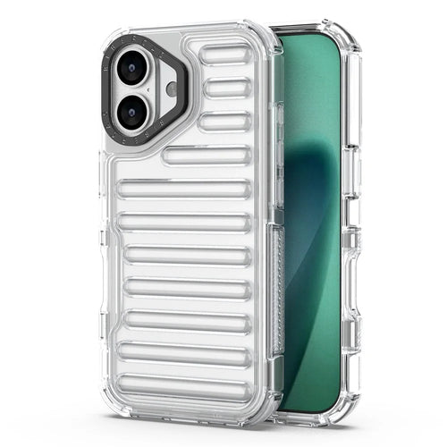 For iPhone 17 Case Stripe Design Anti-Slip Detachable TPU + PC Phone Cover - Transparent - 1