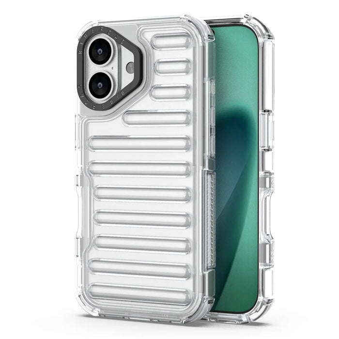 For iPhone 17 Case Stripe Design Anti-Slip Detachable TPU + PC Phone Cover - Transparent - 1